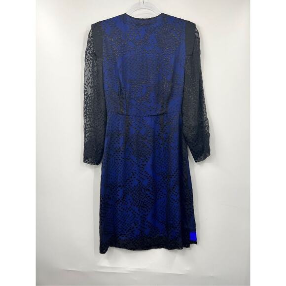 BCBGMAXAZRIA Blue Runway Long Sleeve Tired Silk Skirt Dress 4 - Picture 9 of 9